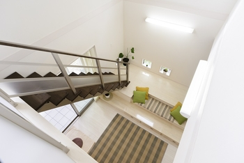 リビングの吹き抜けから光が差し込むシックな邸宅〈ビルトインガレージ付き〉_内装3