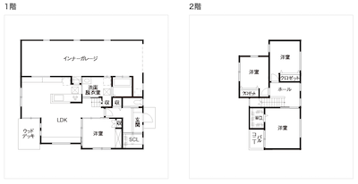 ビルトインガレージのある家の間取り図